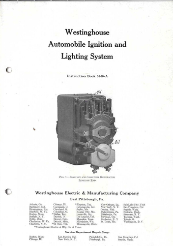 VTG 1915 WESTINGHOUSE AUTOMOBILE IGNITION AND LIGHTING SYSTEM INSTRUCTION BOOK! - Picture 3 of 10