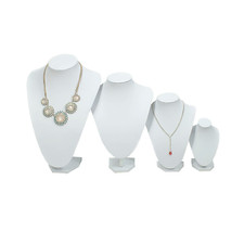 White Leatherette Necklace Bust Pendant Chain Jewellery Shop Display (G211-4)