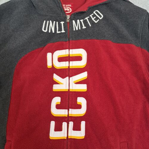 Sudadera con Capucha Vintage ECKO UNLTD Para Hombre Grande Y2K Cremallera Completa Bordada Rojo Gris Capucha - Imagen 2 de 13