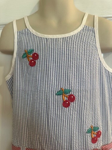 Little Bitty Girls Size 5 Blue Stripe Dress With Embroiderey - Picture 6 of 11