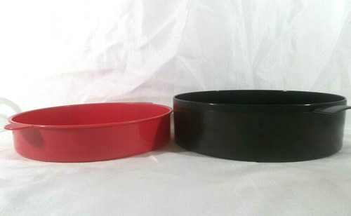 Tupperware Round Black Microsteamer with Red Colander #3066 #3067 - NO COVER - Picture 3 of 12