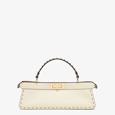 FENDI Peekaboo ISeeU Elongated Top Handle Bag Gold Metal Stitch Cream Leather | eBay