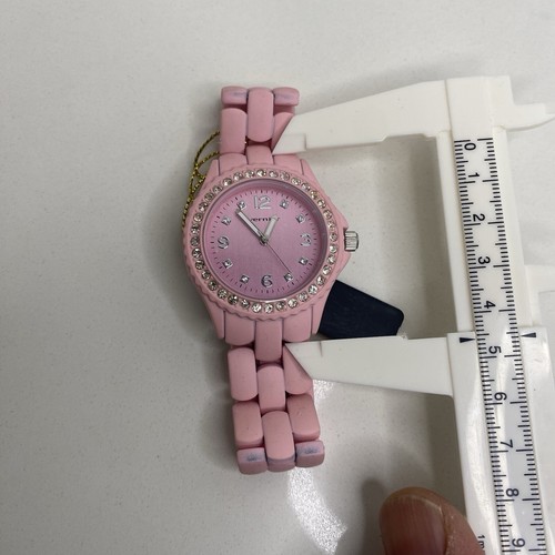 New Women's Akribos XXIV AK781WTP Quartz Pink Crystal Bezel White Ceramic Watch - Picture 10 of 11