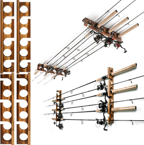 Fishing Pole Rod Racks, Wall or Ceiling Mounted, Holder, For Garage Storage