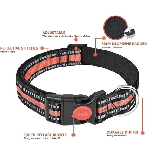 Umi Reflective Dog Collar with Safety Locking Buckle Soft Padded 40-66cm Medium - Picture 2 of 8