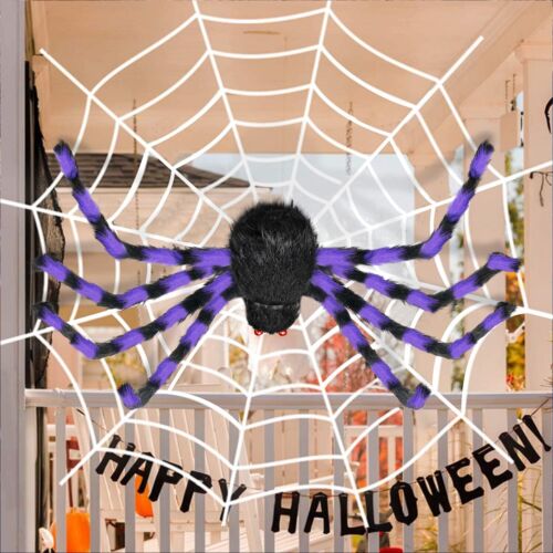 2X Halloween Spider with Red Eyes 3FT Giant Scary Props Window Wall Yard Party - Foto 11 di 19