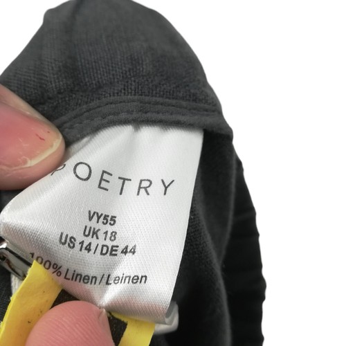 Poetry grau 100 % Leinen Pull-On Gummibund weites Bein Hose Gr 14 Lagenlook - Bild 10 von 10