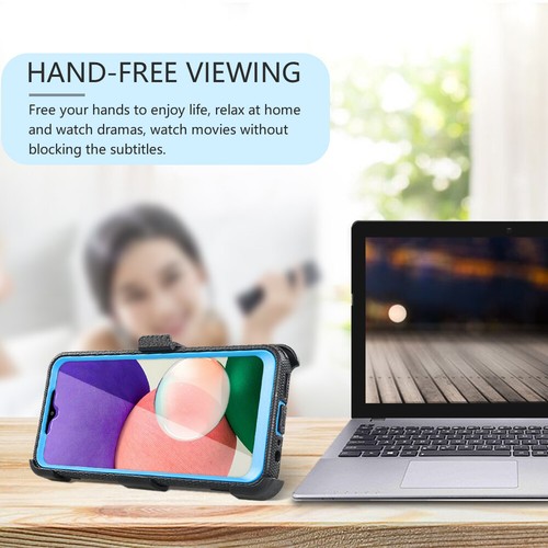 Clip de pie a prueba de golpes con funda protectora de pantalla para Samsung Galaxy A22 5G - Imagen 3 de 31