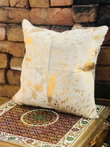 14" New White Real Hair Cowhide Pillowcase - Real Leather Cushion Pillow Cover - Picture 5 of 6