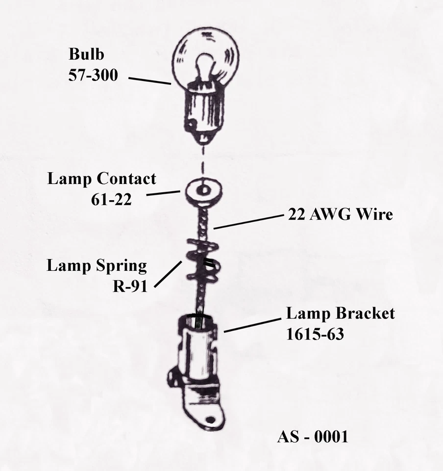 Repro 1615 Switcher Headlight Assy Brkt (1615-63),Bulb,Contact W/12" wire Parts - Image 2 of 2