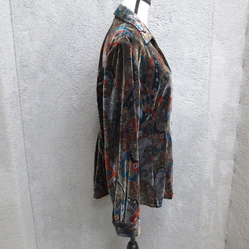 Coldwater Creek Shirt Damen XL grau Samt Paisley Boho Vintage inspiriert launisch - Bild 5 von 23