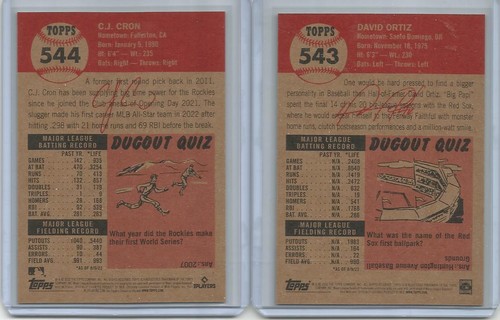 2022 Topps Living Set #543 & 544 C.J. CRON & DAVID ORTIZ Free Shipping IN STOCK - Bild 2 von 2