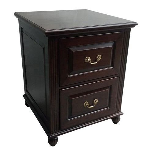 2 DRAWERS FILING CABINET OFFICE FURNITURE ANTIQUE STYLE SOLID MAHOGANY WOOD - Picture 4 of 6