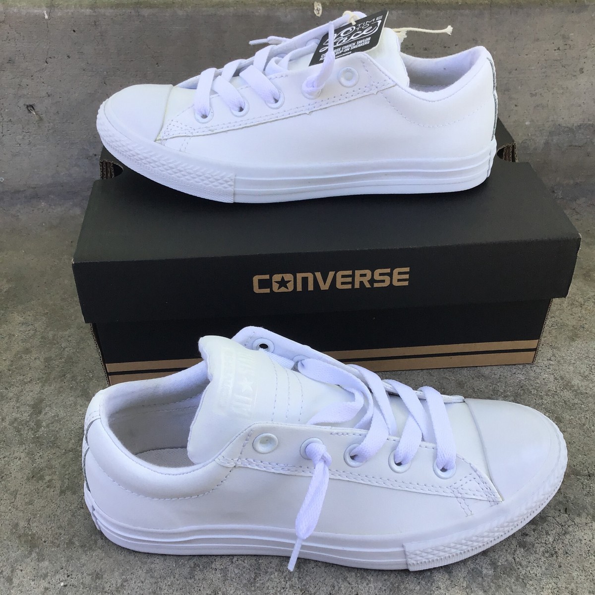 CONVERSE CT STREET SLIP-ON All White Shoes Junior Size 4