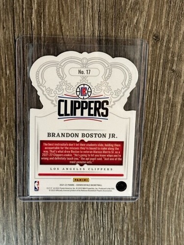 Brandon Boston Jr 2021-22 Panini Crown Royale Rookie Asia Red #17 RC Clippers 🔥 - Bild 2 von 2