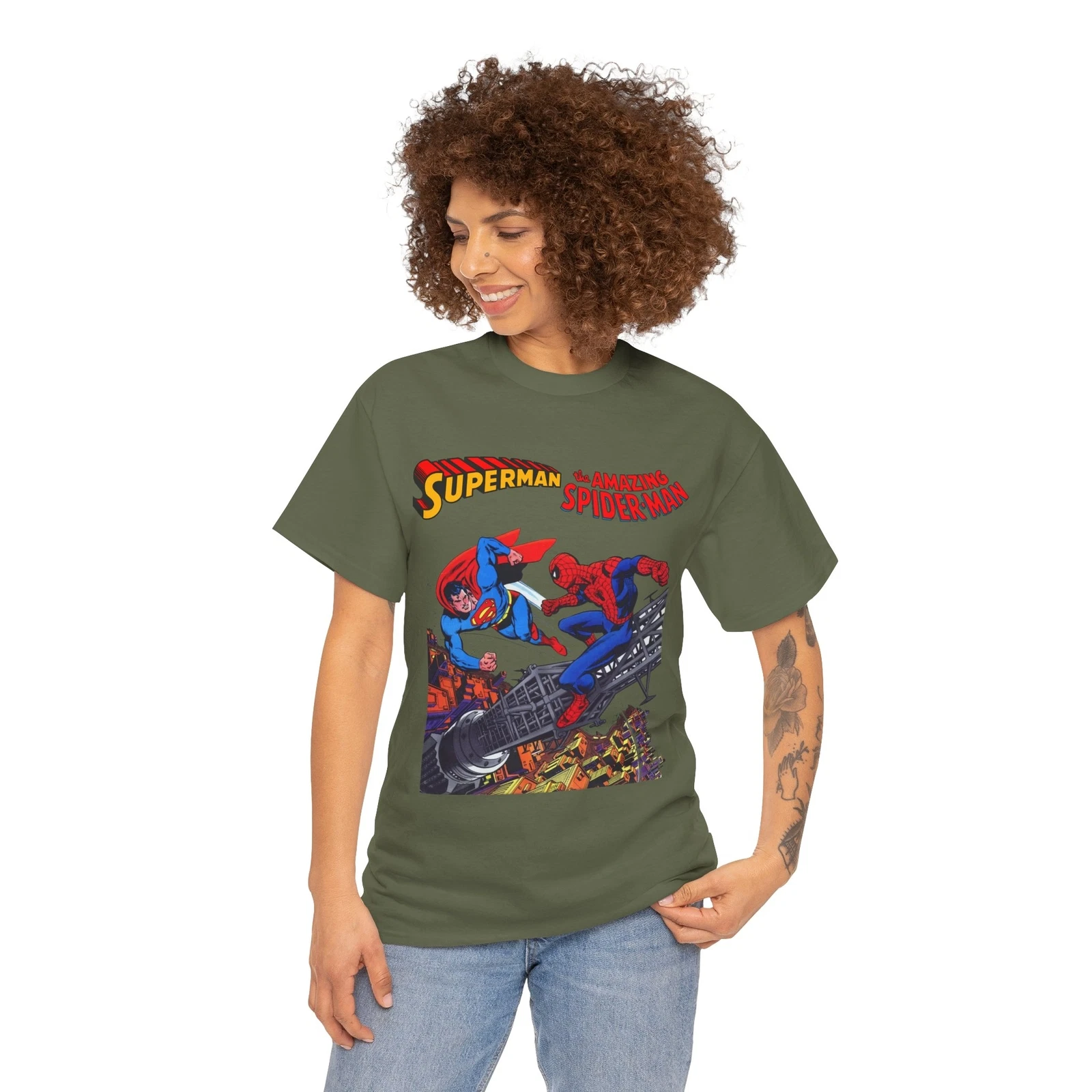 Superman & Amazing Spider-Man T-Shirt - DC/Marvel Comics Crossover - 1970s