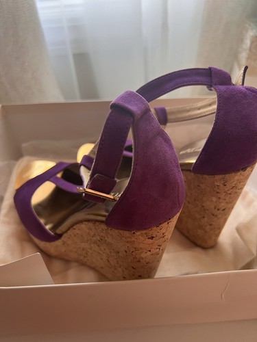 NEW!! Jimmy Choo Purple Suede T-Strap Sandals size 6.5 - Picture 6 of 8