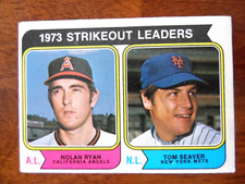 1974 TOPPS BASEBALL #207 STRIKEOUT LEADERS NOLAN RYAN & TOM SEAVER EX U-1549