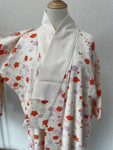 H&A Momiji Vintage Japanese KIMONO Dress cardigan White Yukata from Japan women - Bild 2 von 9