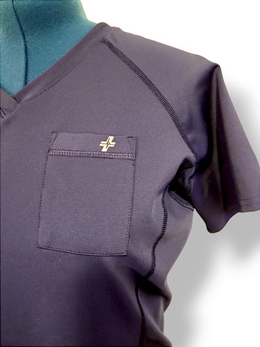 FIT Evrpur Medical Uniform Scrub Top Women's Blue V-neck Pockets Size L - Picture 3 of 6