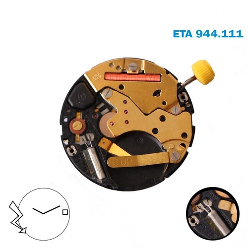 ESA 944.111 SWISS MADE QUARTZ MOVEMENT, WHITE DISK AT 3, GOLD PLATED. - Picture 1 of 2