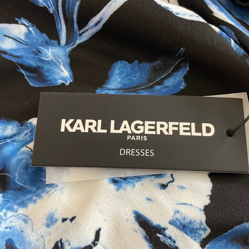 Karl Lagerfeld NWT Floral Blue Shift Dress Size 6 Short Sleeve Knee Length - Bild 4 von 11
