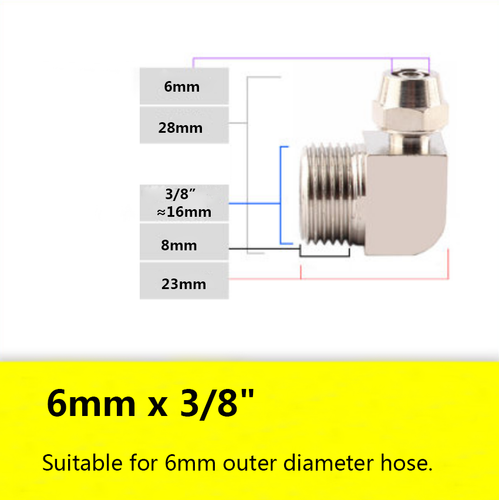 Male Thread x Push-on Fittings Elbow Quick Adapter for Air Tube Hose Ø 4mm-12mm - Picture 12 of 26