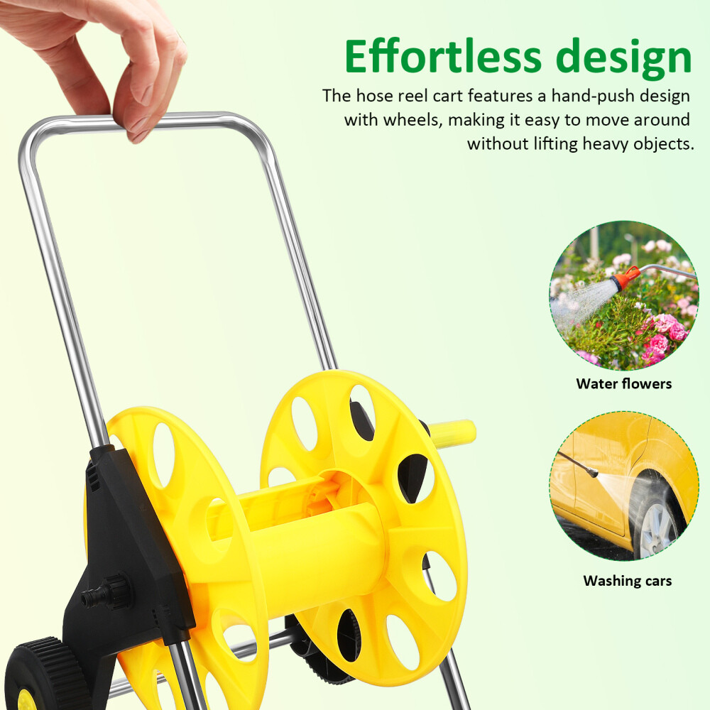 60m Hose Reel Cart Trolley Spray Gun Garden Outdoor Hosepipe Water Pipe