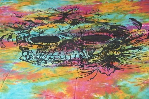 Tie-Dye Skeleton Mandala Tapestry Bohemian Wall Hanging Throw Decor - Picture 5 of 6