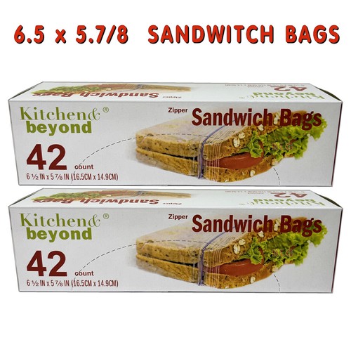 Kitchen ZIPPER SANDWITCH BAGS Food Storage Snacks Lunch Bags Reusable 42-Count - Picture 3 of 4