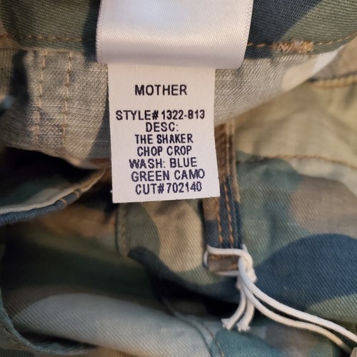 NEW Mother The Shaker Chop Crop Linen Blend Pants Blue Green Camo Size 25 - Picture 11 of 13