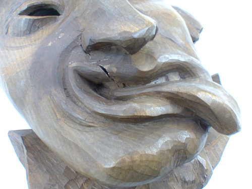 Holz Maske geschnitzt Frazen Gesicht Grimase - Bild 3 von 8