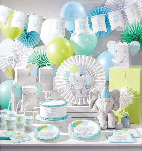 It’s A Boy Enchanting Elephants Boy Paper Plates 9in,8ct - Picture 3 of 3
