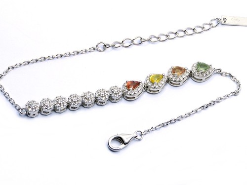 echtes Saphir Armband 925 Sterling-Silber mit Edelsteine 17 + 3cm - Bild 2 von 5