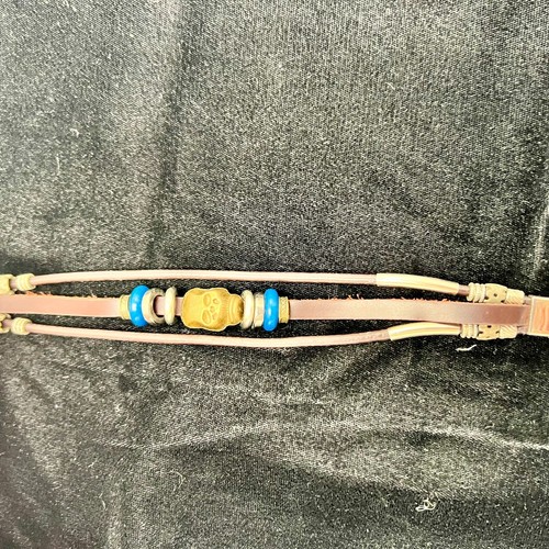 Jewelry Lot Vintage Wooden Elastic Bangel Leather Brass? Skull Sterling Silver - Picture 7 of 13