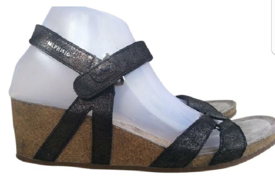 MEPHISTO WOMEN SANDALS SIZE 41/11 BLACK LEATHER WEDGES EUC MEPHISTO WOMEN SANDALS SIZE 41/11 BLACK LEATHER WEDGES EUC