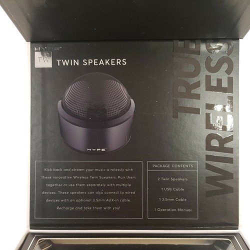 Hype TW Twin Speakers True Wireless No Cables Bass Boosting Bluetooth "Black" - Bild 3 von 5