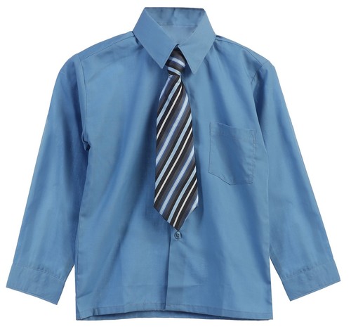 Boys Toddler Dress Shirt Long Sleeve Button Up Tie Solid 15 Colors Size 2T 3T 4T - Picture 17 of 18