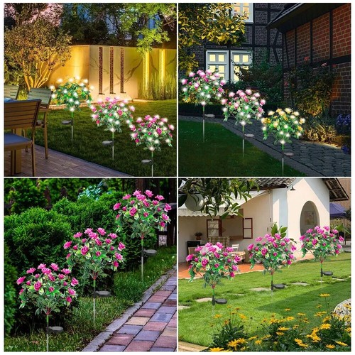 Garden Solar Lights Outdoor Waterproof Flower Lights Landscape Yard Stake Decor - Picture 6 of 16