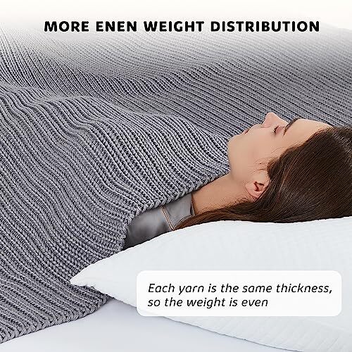 Knitted Weighted Blanket - 60"x80" 15lbs Cooling 60" x 80" | 15lbs Light Grey - Picture 7 of 7