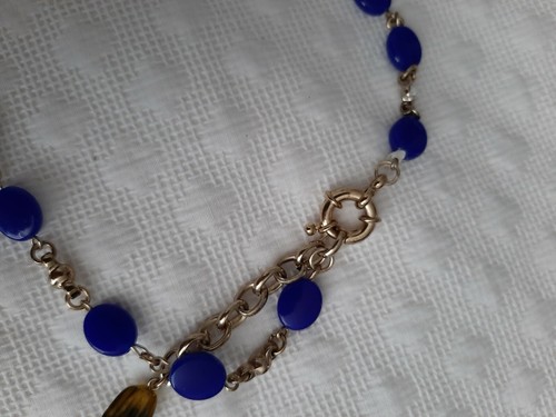 LEE ANGEL Designer Halskette mit mehrfarbigen Fransen, Boho, goldfarbenes Metall. - Bild 4 von 4
