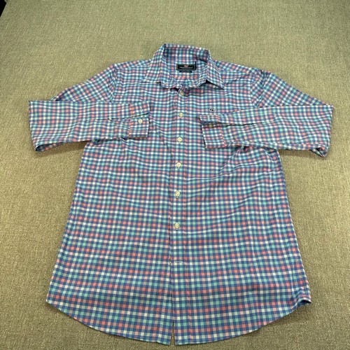 Vineyard Vines Whale Shirt Boys XL Plaid Multicolor Long Sleeve Stretch - Picture 3 of 7