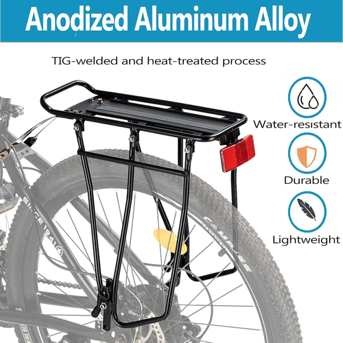Rear Bike Rack,Bike Cargo Rack,Bicycle Pannier Rack with Extra Long Tubular Rack - Picture 3 of 9