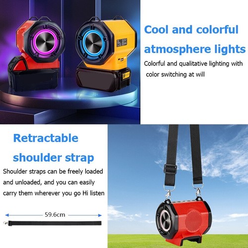 Portable HIFI Bluetooth Speaker Stereo For Dewalt For Makita 18V Li-ion Battery - Picture 6 of 17
