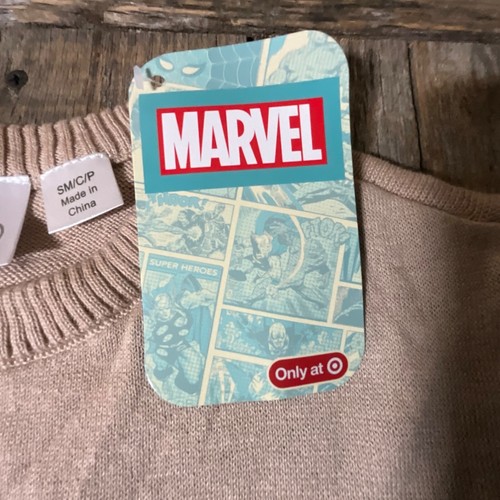 NWT Disney 100 Anniversary Marvel Boy's Long Sleeve Holiday Sweater Tan Size S - Picture 5 of 15