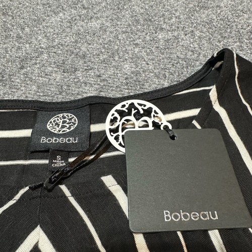NEW Bobeau Dress Womens Small Long Black Striped Rayon Blend Long Sleeve - Picture 3 of 9