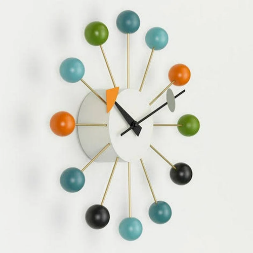 Contemporary Modern Retro Multicolored Vintage George Nelson Ball Wall Clock - Picture 6 of 18