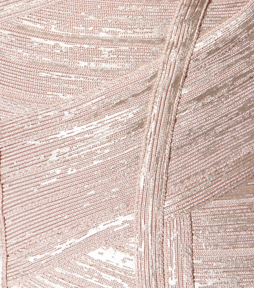 Herve leger rose gold bandage dress hot sale