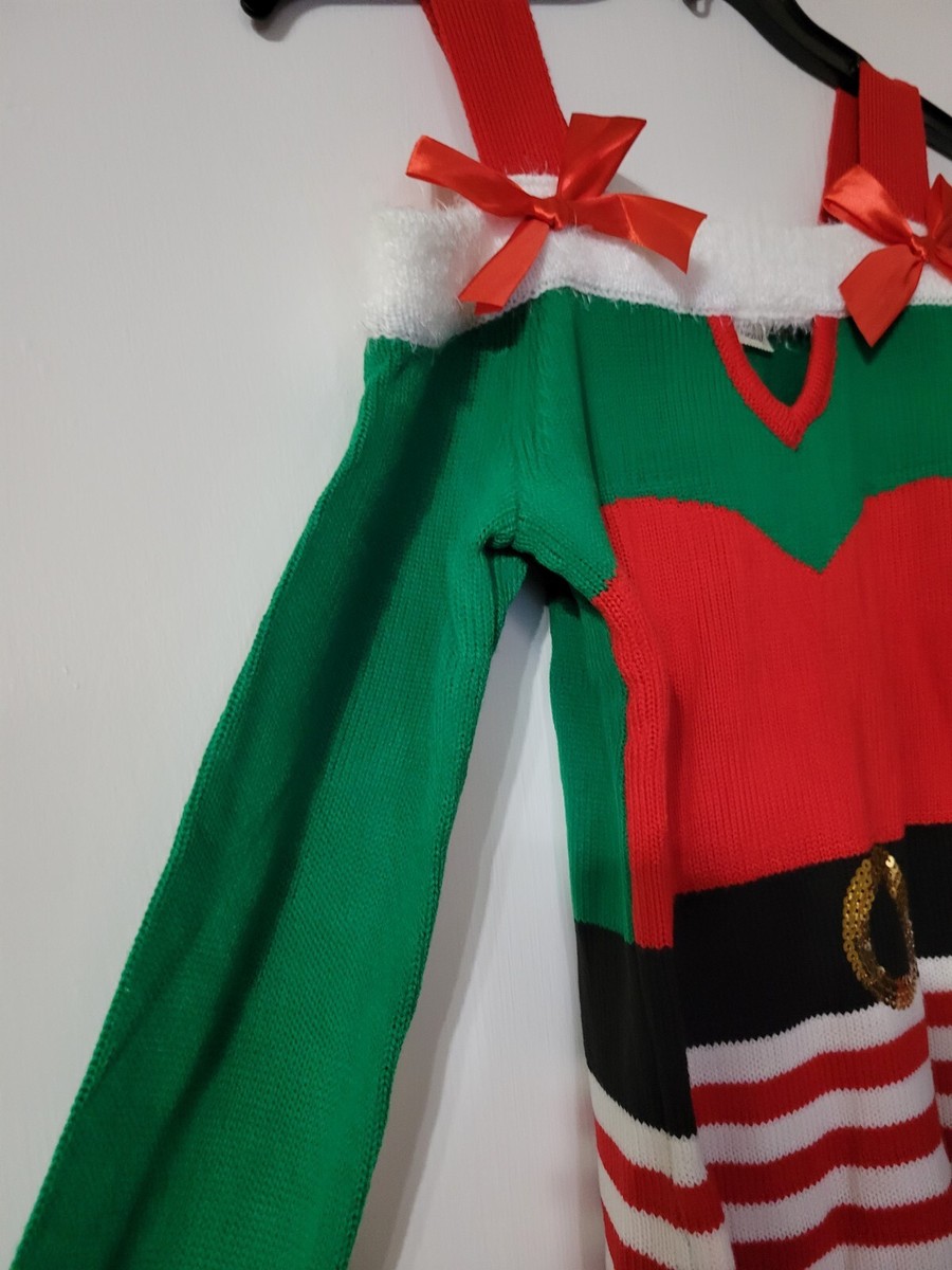 Off the shoulder ugly christmas sweater dress 2025