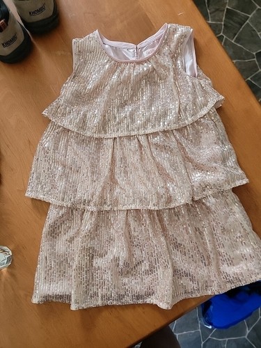 Cat & Jack Kids Girls Dress Size S(4 & 5) Rose Gold Sequin Sleeveless Halloween - Imagen 1 de 7